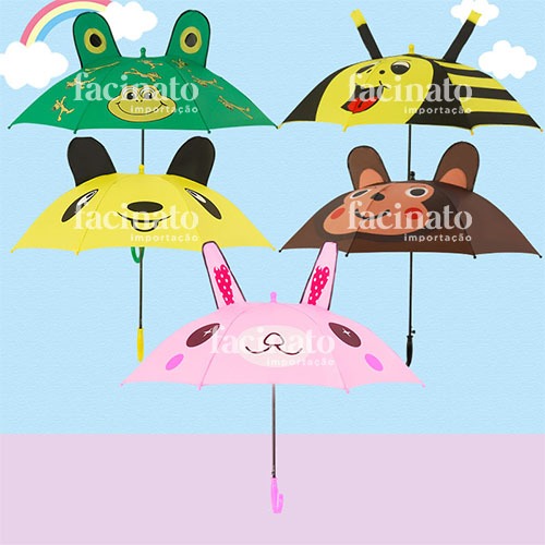 Sombrinha Guarda Chuva Infantil Bichinhos Com Orel