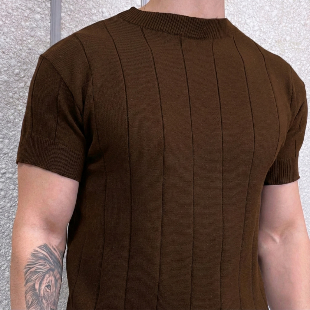 Camiseta Masculina Modal Tricot Texturizado Premiu
