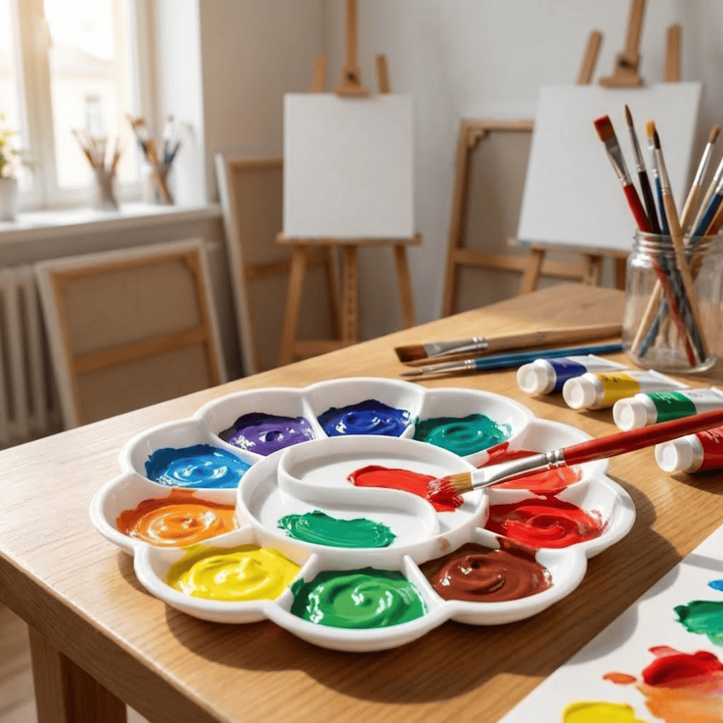 Paleta De Pintura Escolar Formato Flor 12 Divisõe