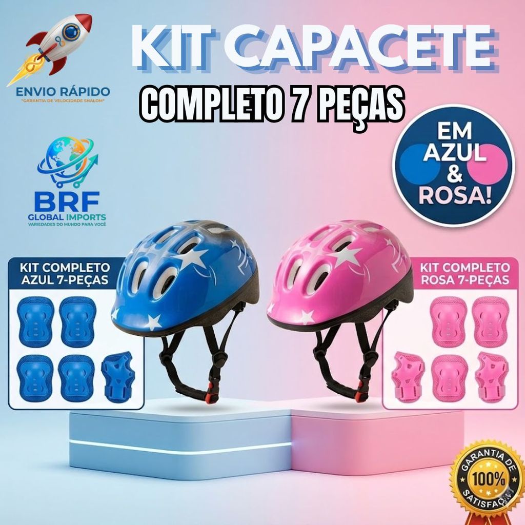 Kit de Capacete de Proteção Infantil 7 Peças  C