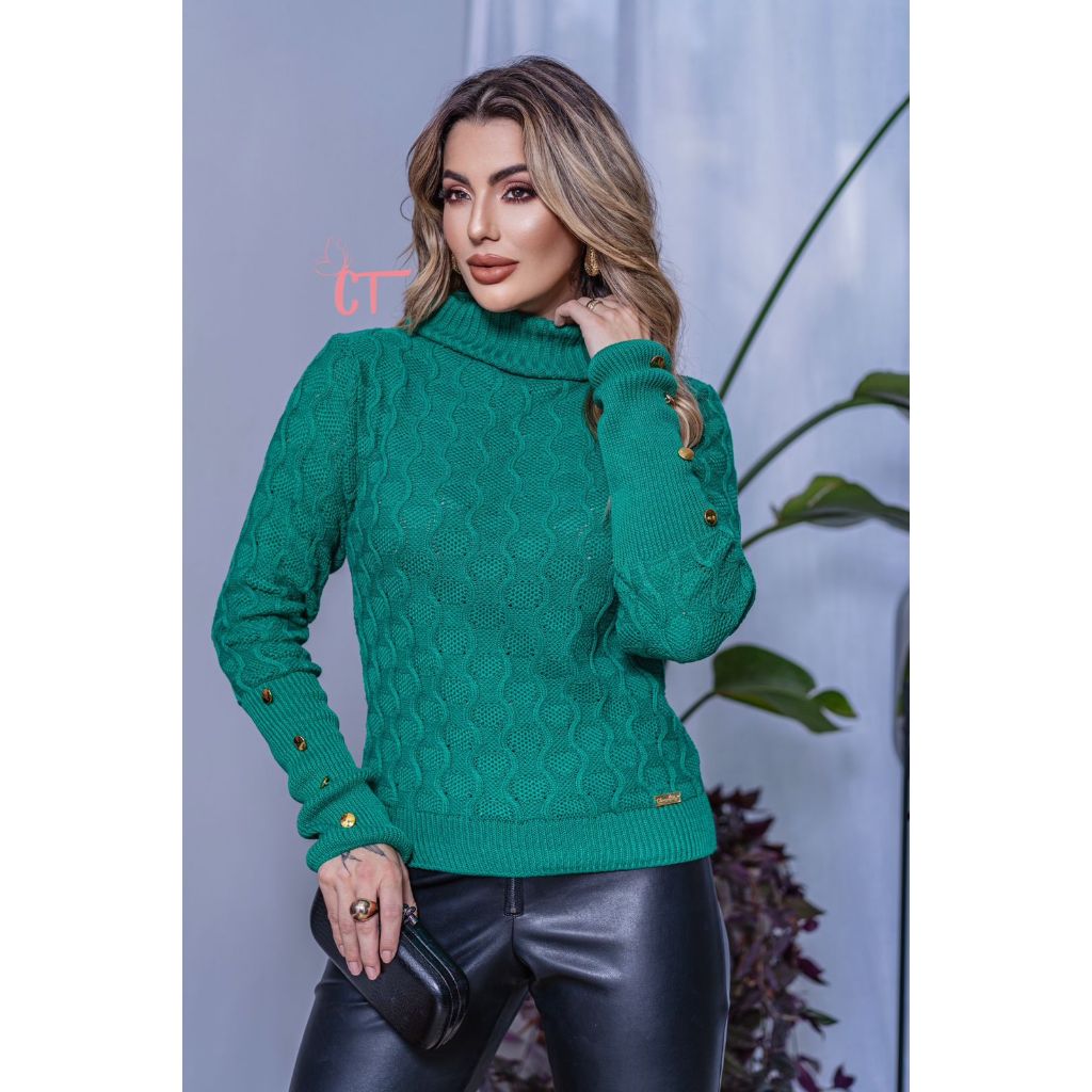 Blusa Tricot Mavie Gola Alta Manga Comprida Moda F