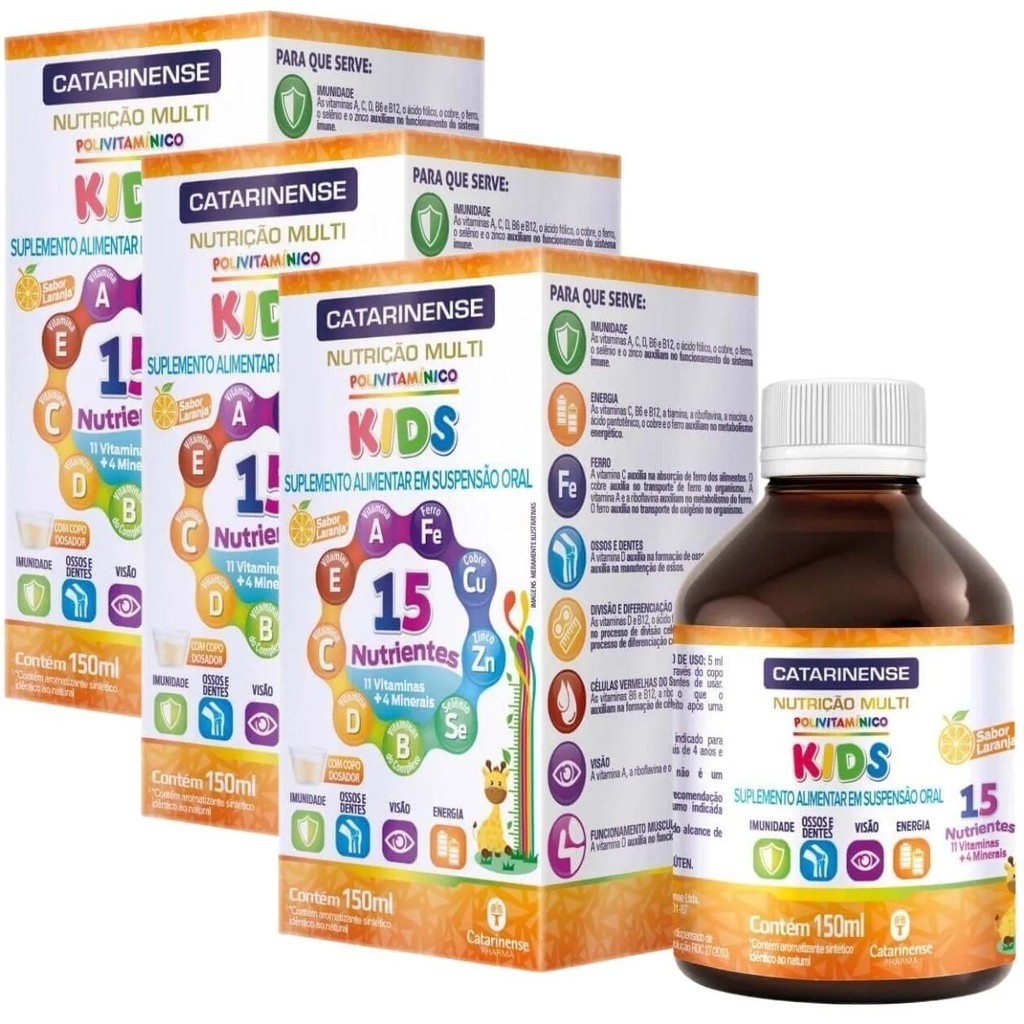 Kit c/ 3 Polivitamínico Nutrição Multi Kids 150