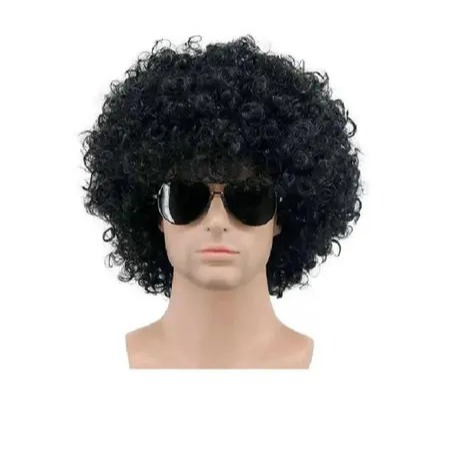 Peruca Black Power Cacheada Preta Ondulado Fantasi