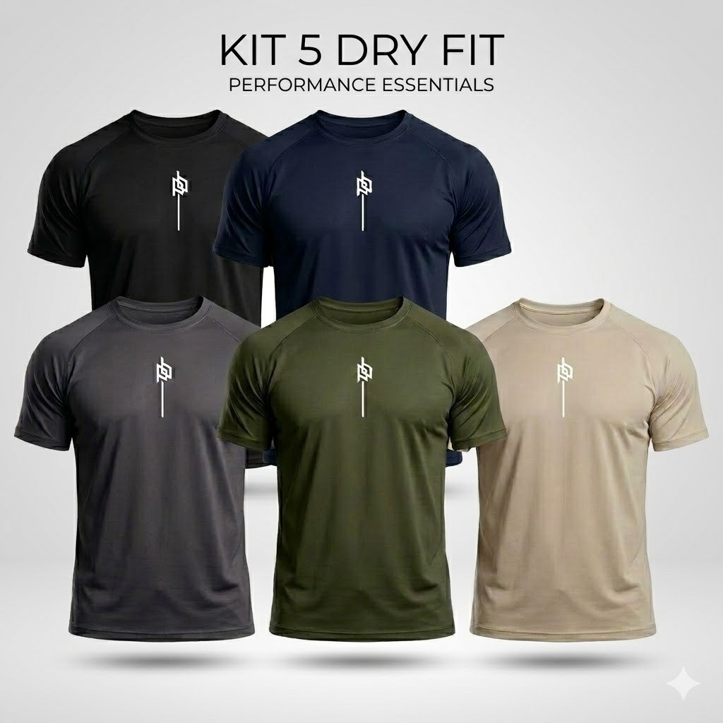 Kit 5 Camisetas Dry Fit Masculina Academia Fitness
