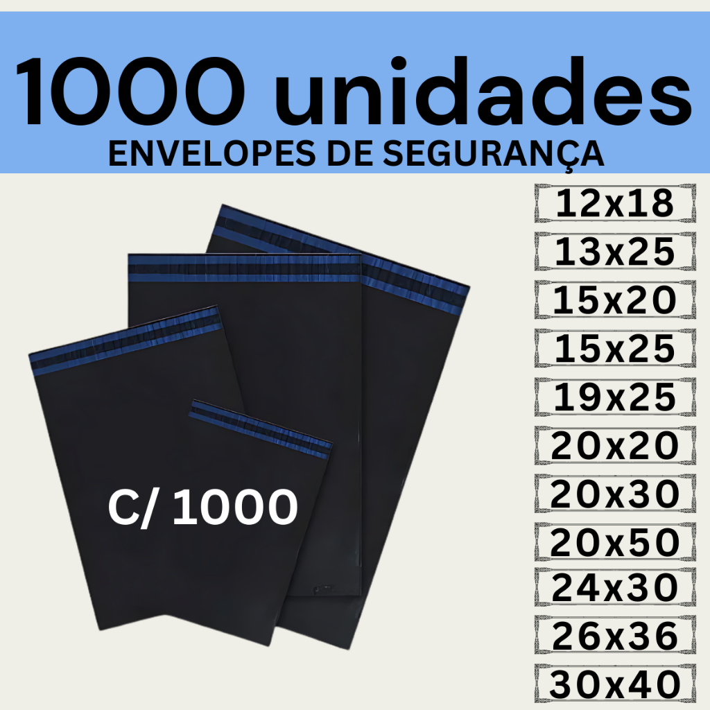 Kit 1000 Envelopes Segurança Embalagem De Envio S