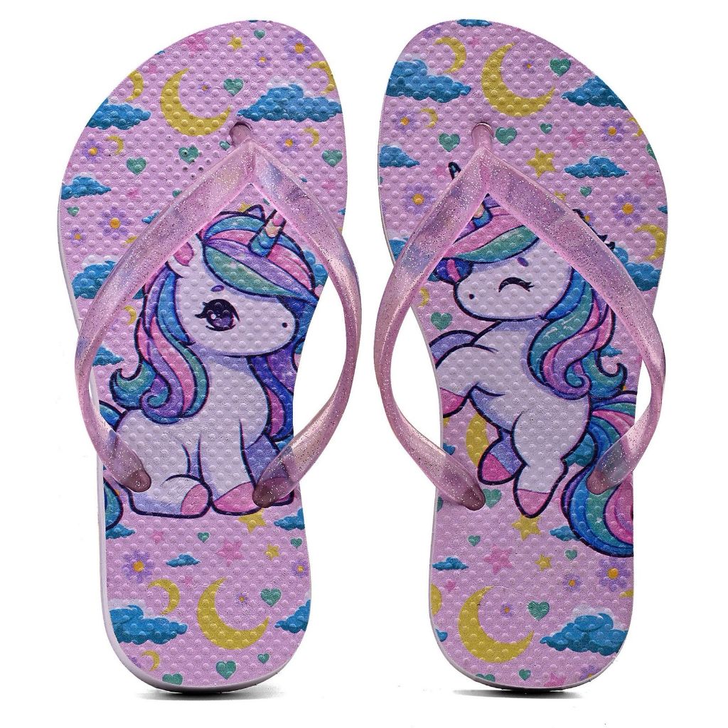 Chinelo Infantil Menina Unicórnio Antiderrapante 