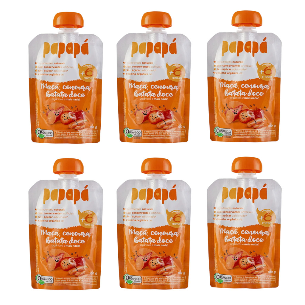 Kit 6x Papinha Orgânica Maçã Cenoura Batata-Doc