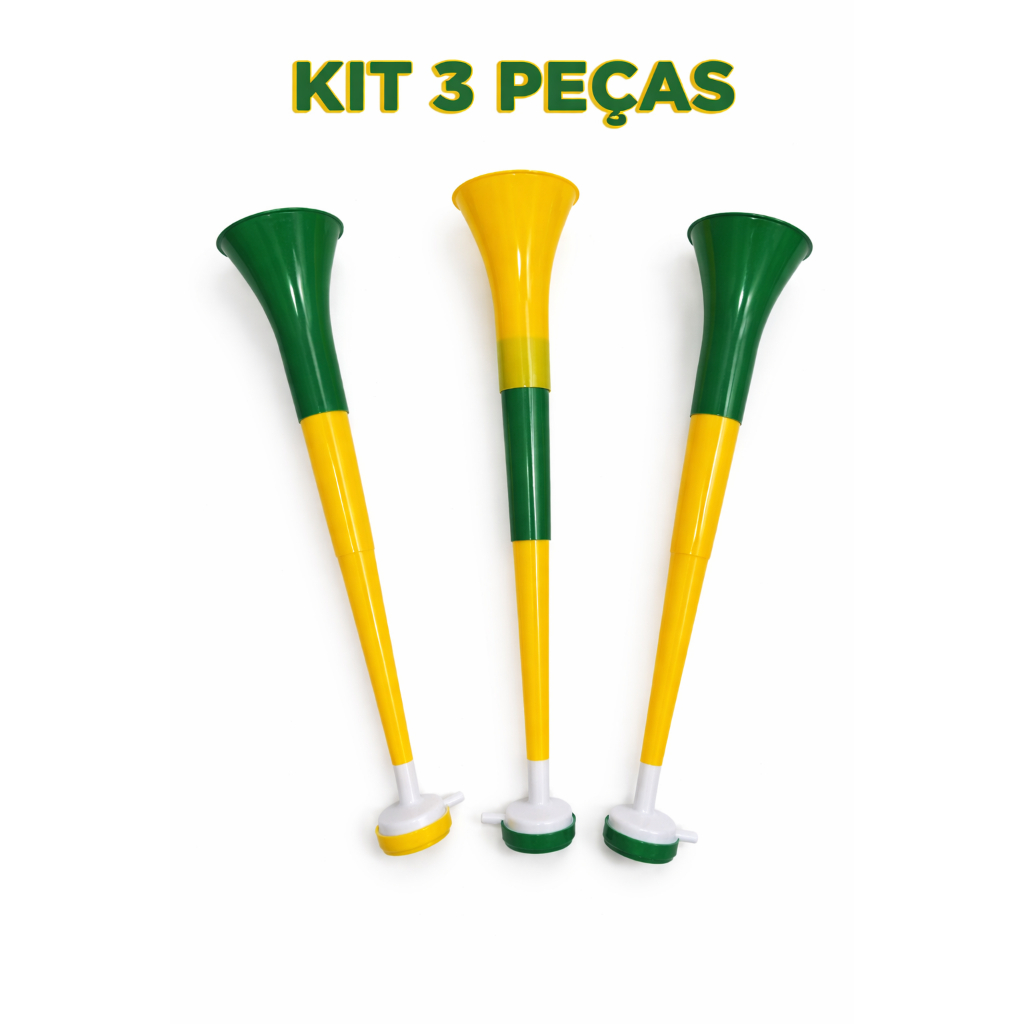 Kit 3 Cornetas de Torcida Brasil Buzinas para Fes
