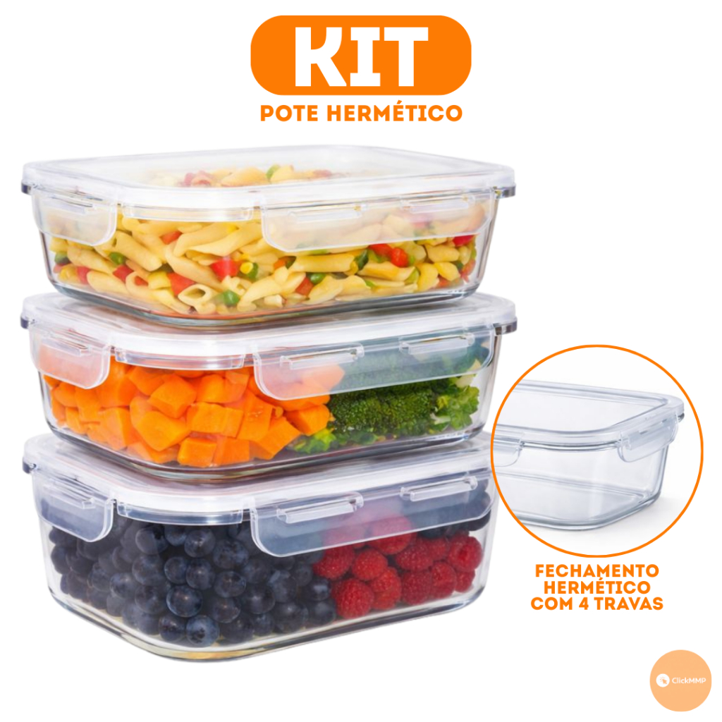 Potes de Vidro 320/370/520/640/800/1040/1500ML Her