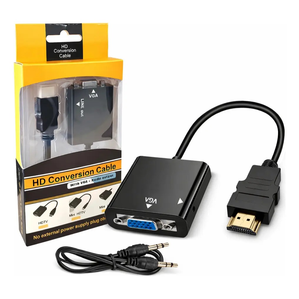 Cabo Conversor Adaptador Hdmi Para Vga Com Saída 