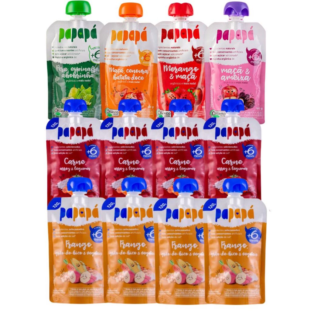 Kit 8 Papinhas Salgadas E 4 Papinhas Organicas Fru