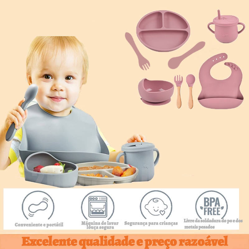 Kit 6 pecas Talheres do Bebê ConjuntoDe Silicone 