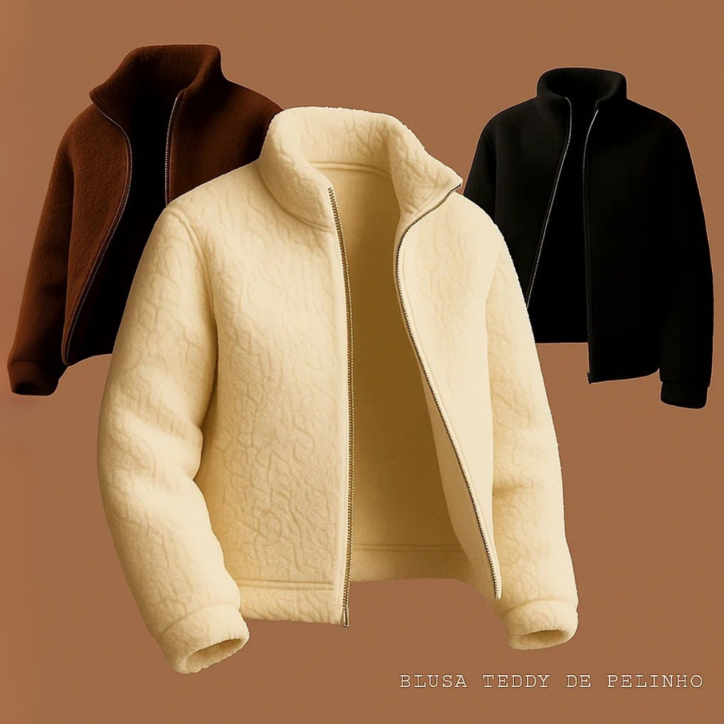 Casaco Teddy Feminino Pelucia Blusa de Frio Gola A