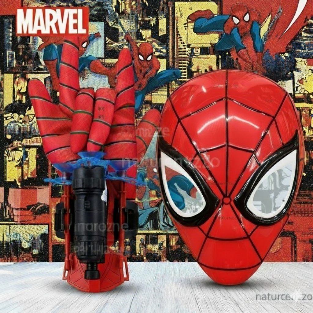 Kit Luva Lança Teia + Máscara Do Homem Aranha Br
