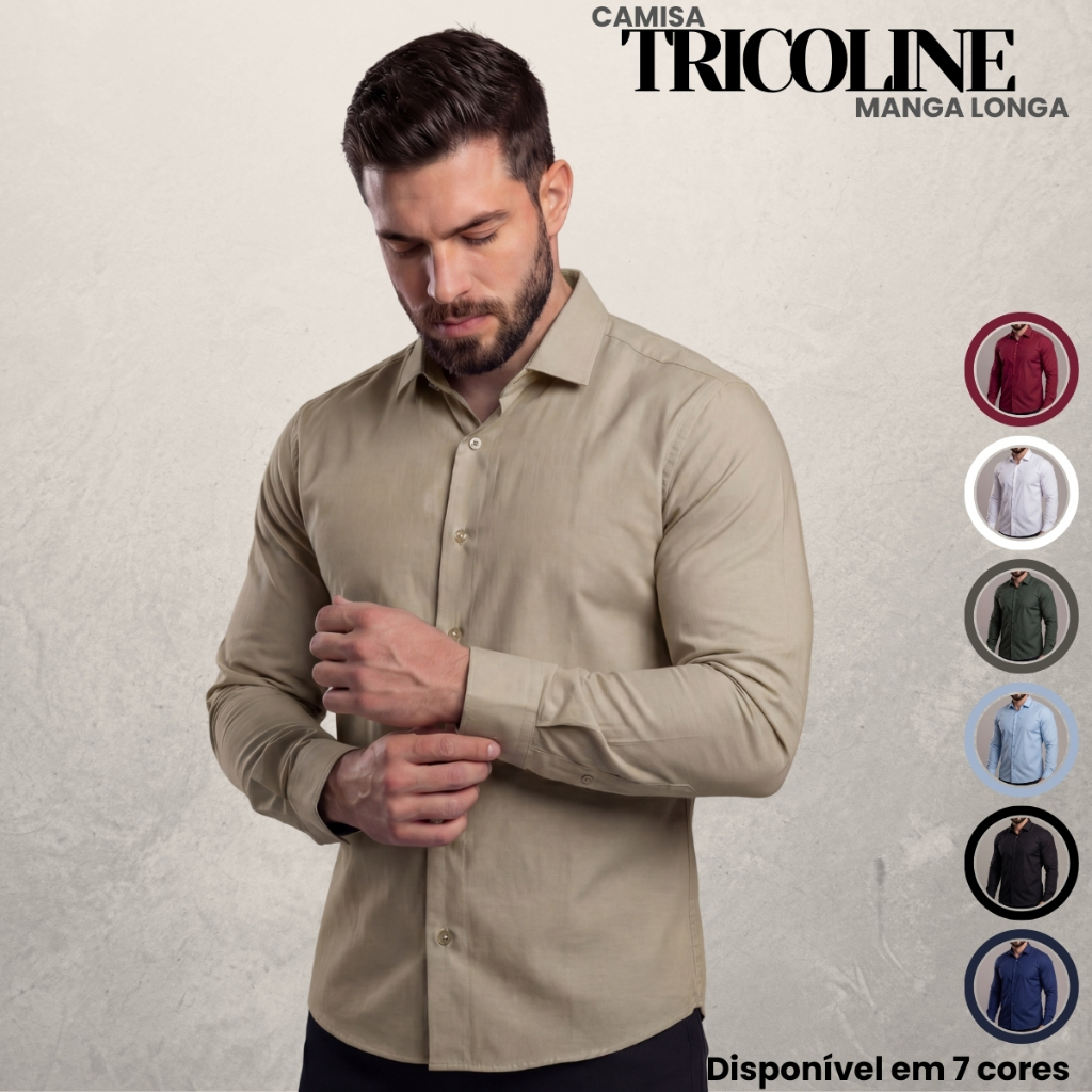 Camisa Social Masculina Manga Longa De Botão Algo