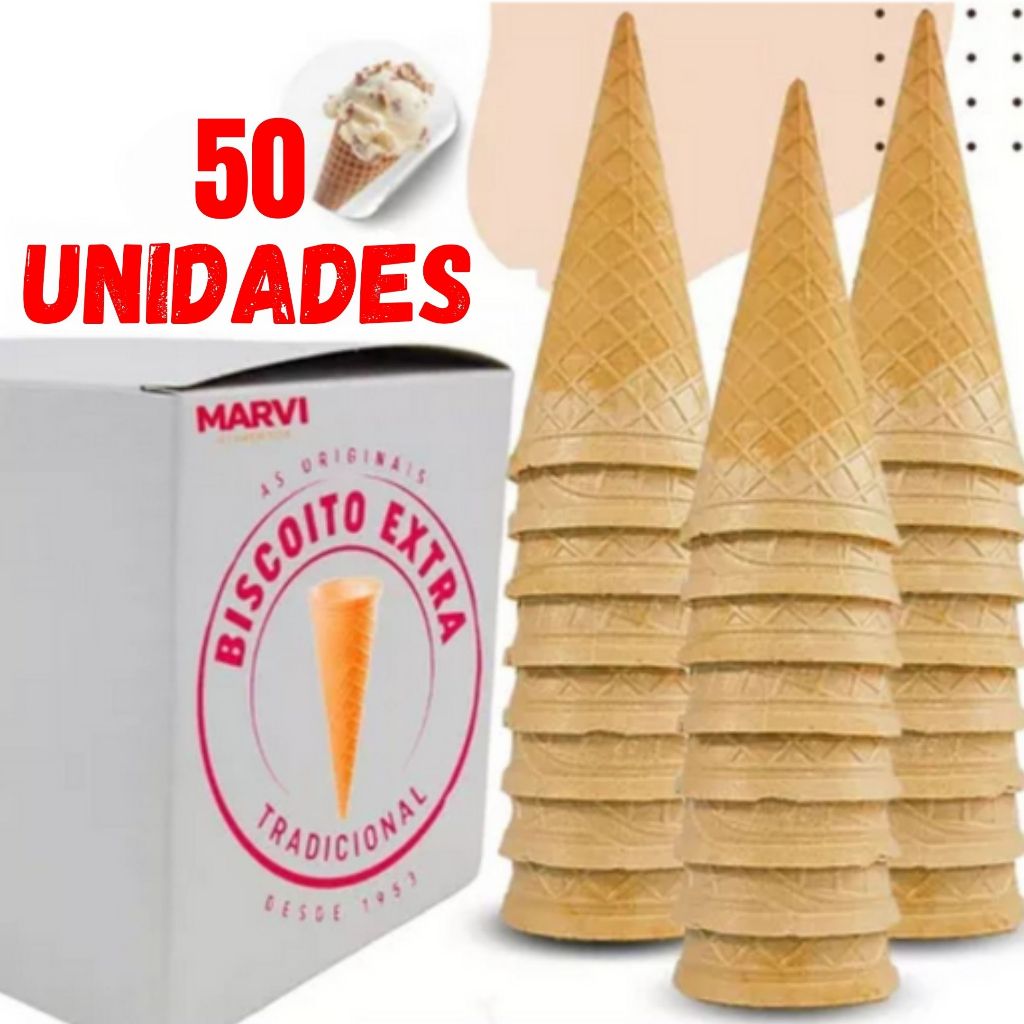 Casquinha Biscoito EXTRA Crocante Marvi Sorvete Ou