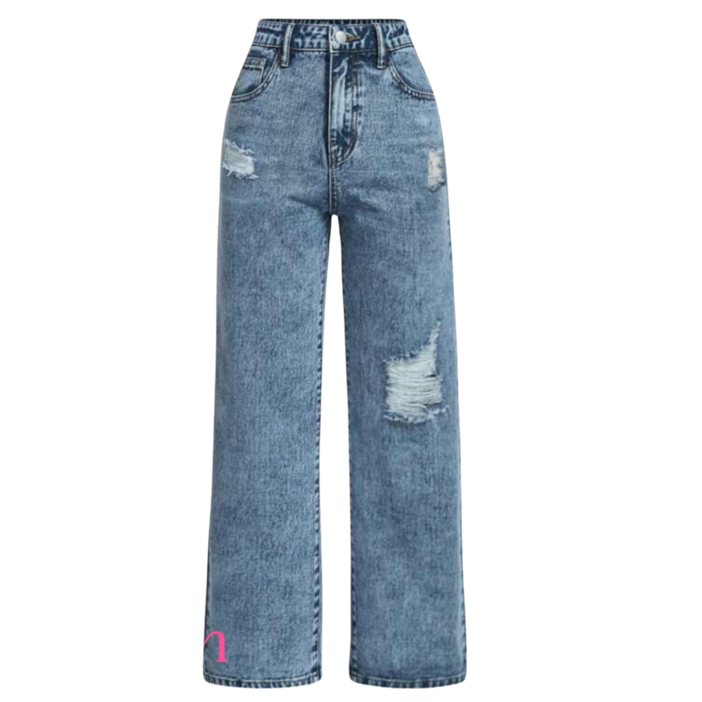 Calça Jeans Wide Leg Juvenil Feminina Lavagem Mar
