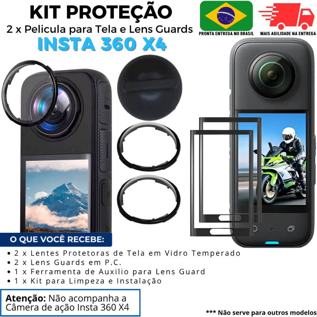 Kit Protetor de Lente Para Insta360 X4 Premium Pel
