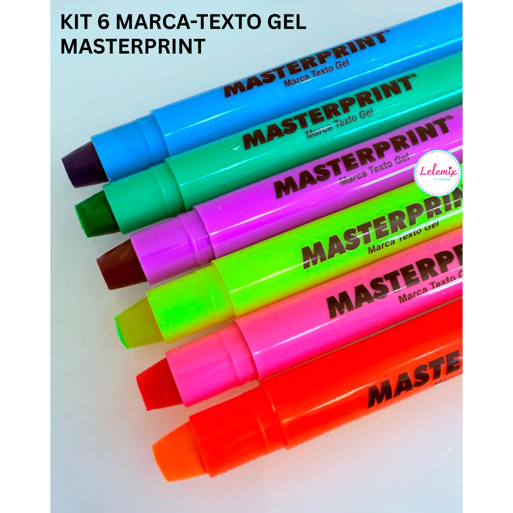 Kit 6 Canetas Marca Texto em Gel Masterprint  Não