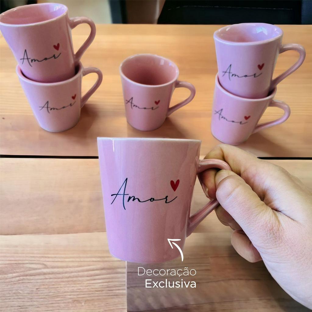 Kit Jogo 6 Xicaras canecas Porcelana Café Chá De