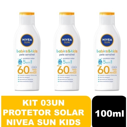 Kit com 03un Protetor Solar NIVEA SUN Kids Sensiti