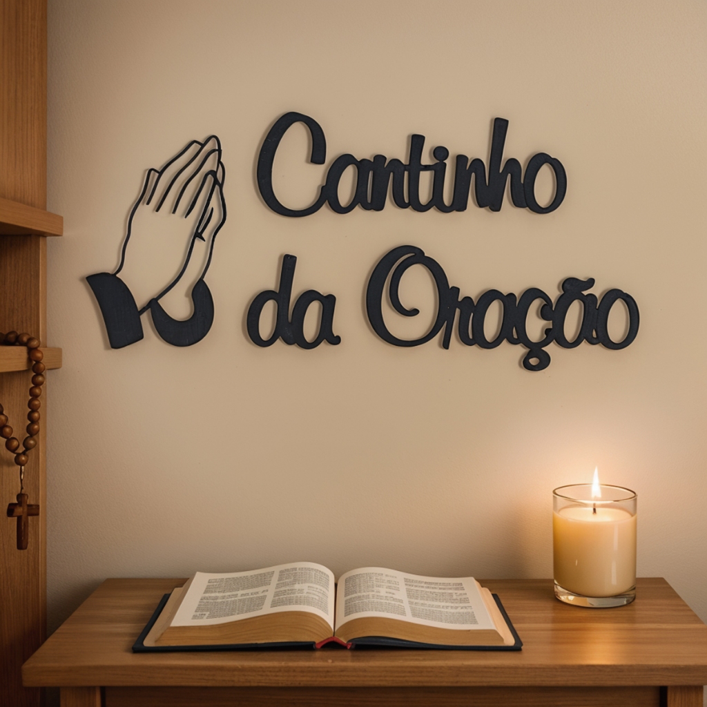 Frase Escrita Decorativa Cantinho da Oração Em M