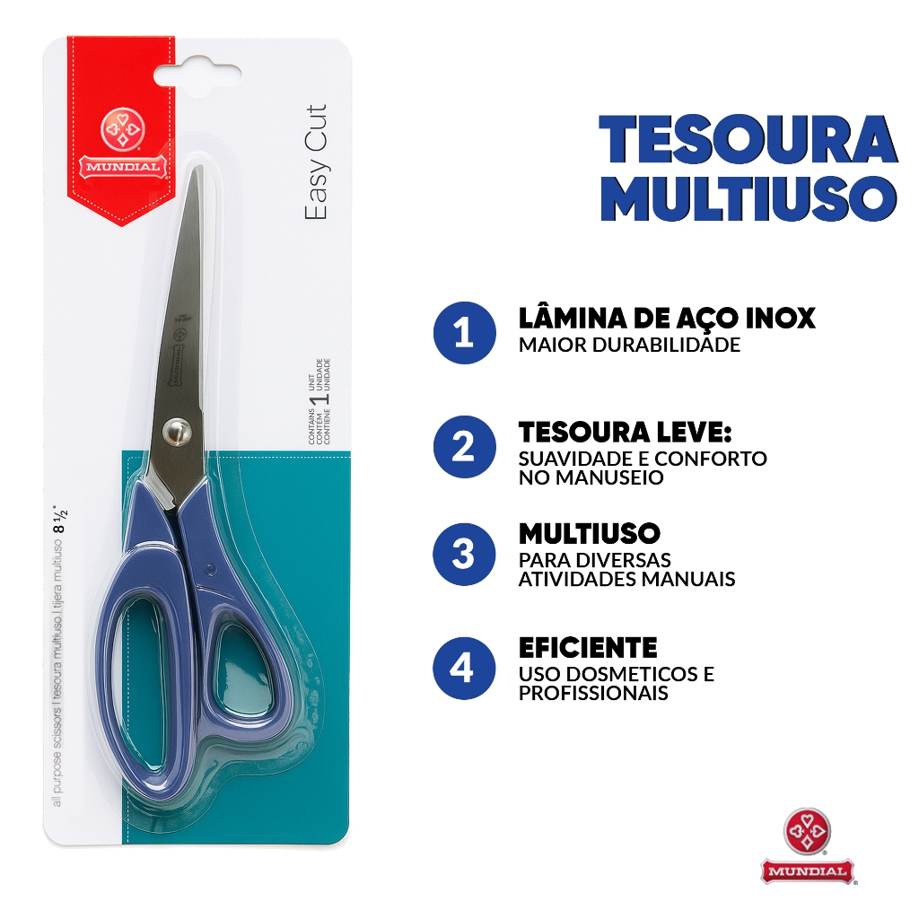 Tesoura Mundial Profissional Multiuso Costura e Ar
