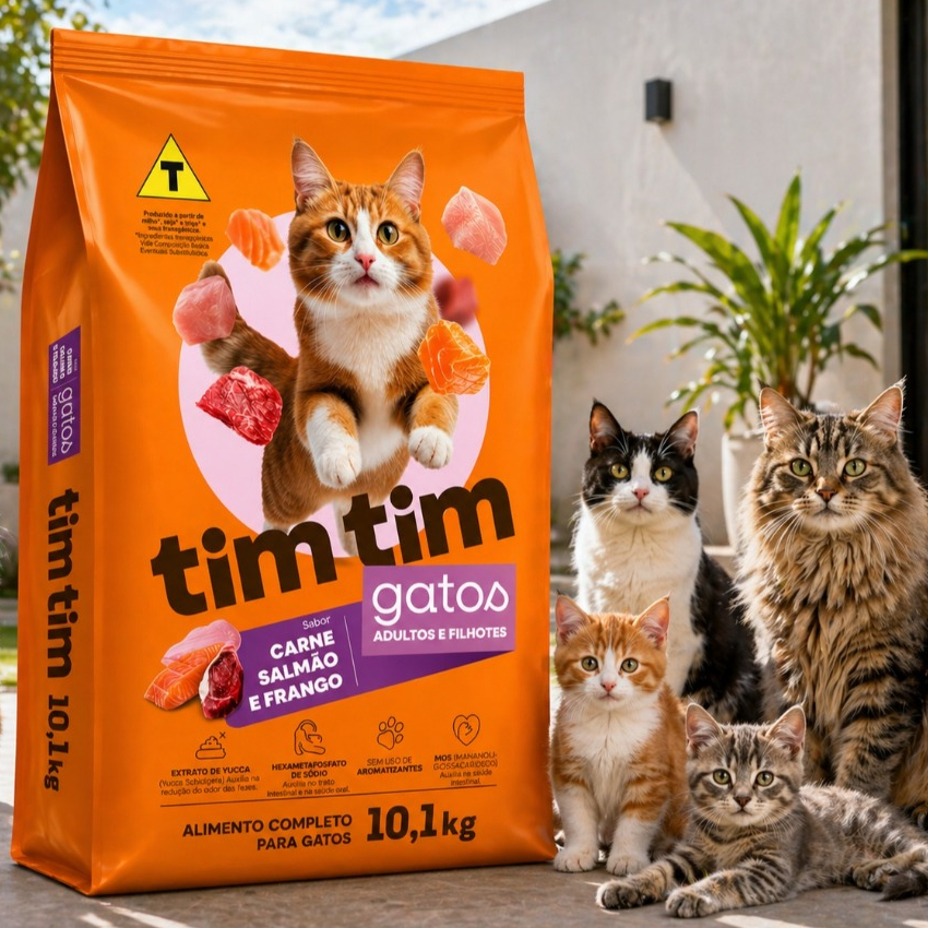 Ração Gato Filhote Adulto 10kg Tim Tim Cat Premi