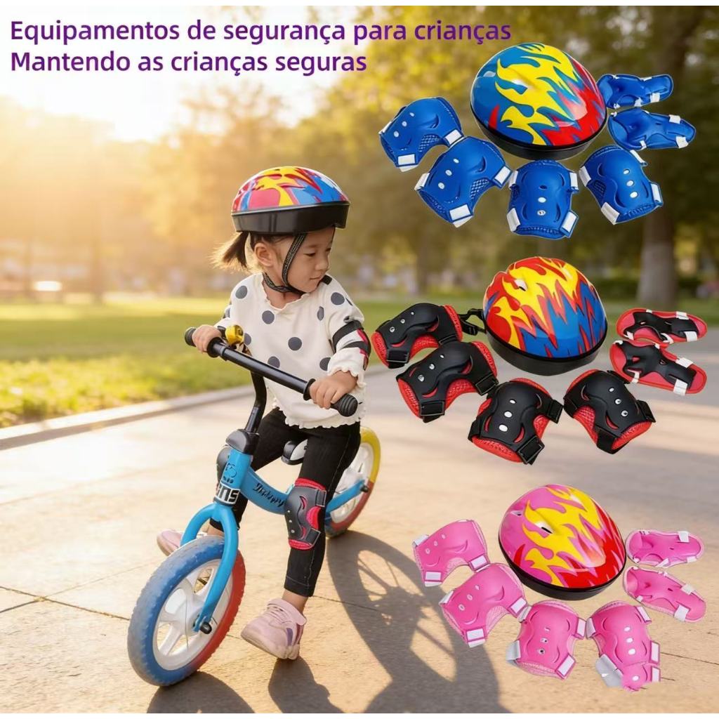 Kit Proteção Infantil 7 Peças Capacete Joelheir