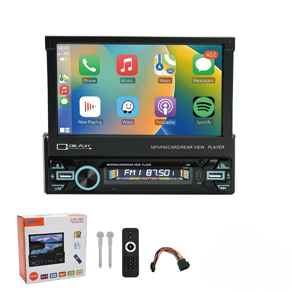 Central Multimídia 1 DIN 7 Retrátil Bluetooth GP