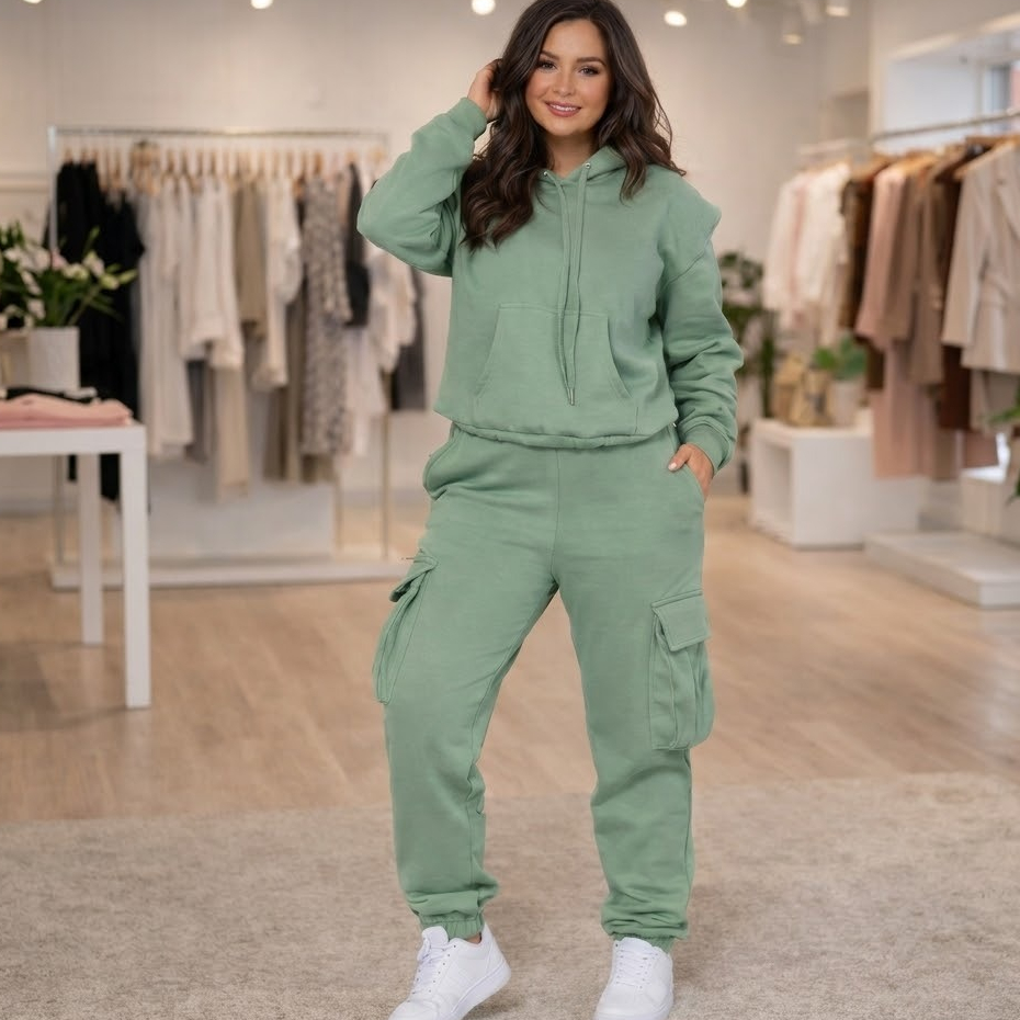 Conjunto Feminino Casual Moletom com Capuz e Calç