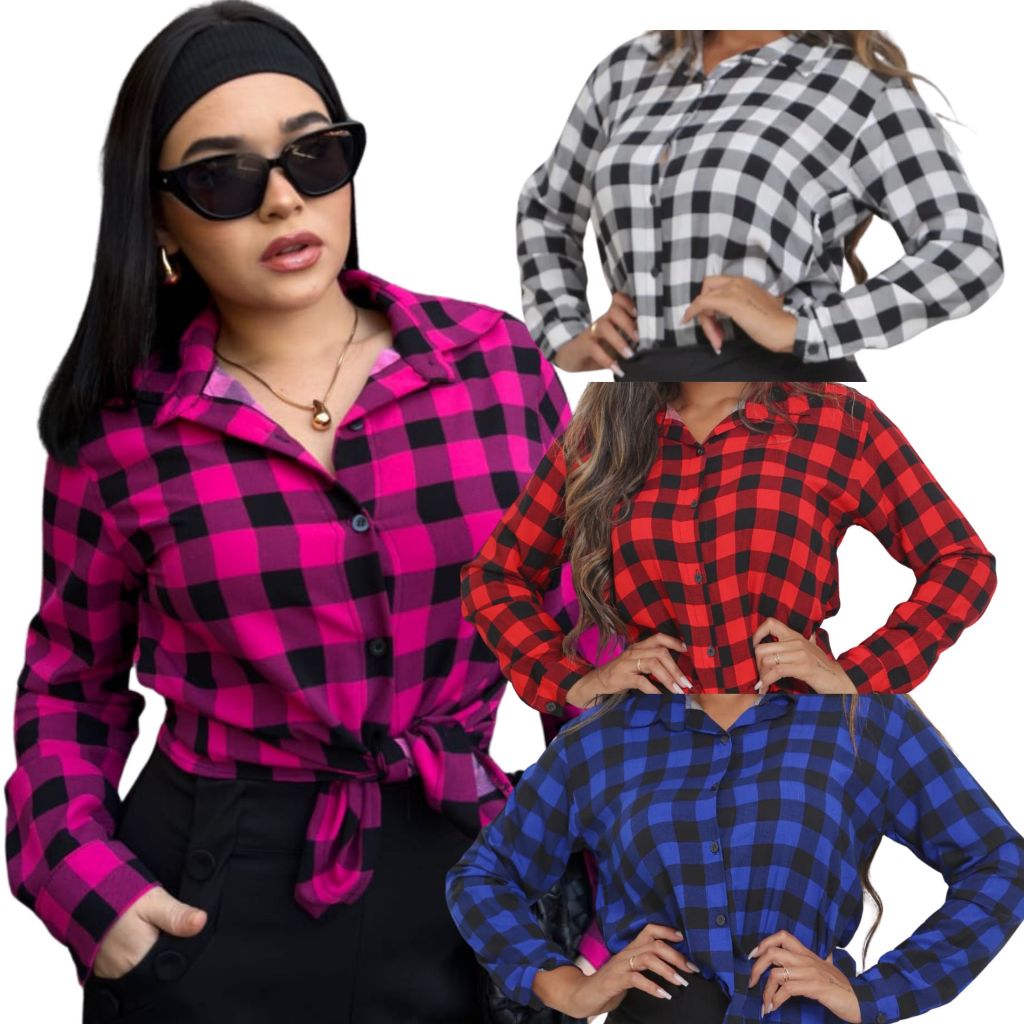 Camisa Xadrez Moda Feminina Quadriculadas Festa J