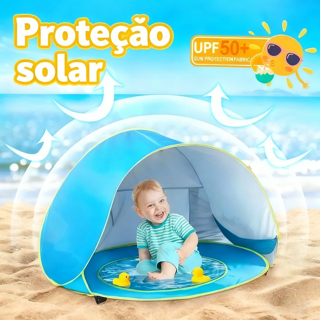 Tenda De Praia Pop-Up Infantil-Abrigo Solar UV Par