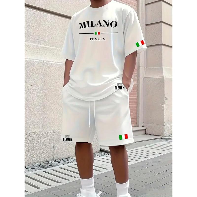 Conjunto Kit Camiseta + Short Moletom Estampado Mi