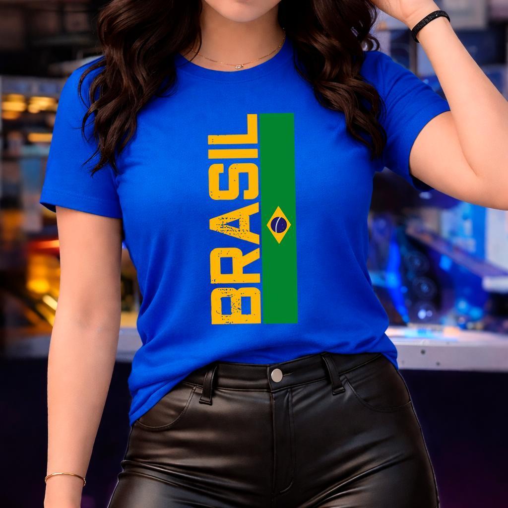 Blusa Feminina Brasil Camiseta T-shirt Copa do Bra