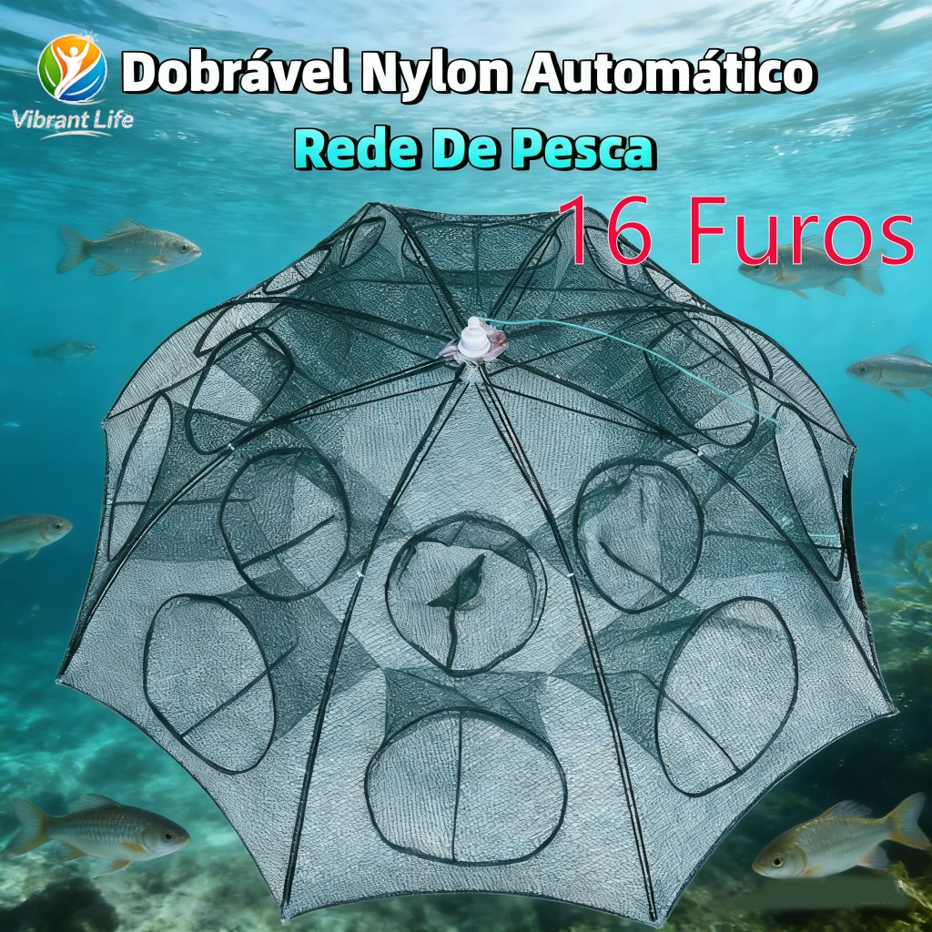 Rede de Pesca Dobrável em Nylon Armadilha Autom