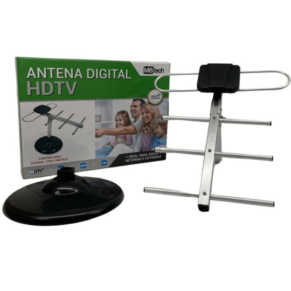 Antena digital hd tv interna e externa cabo 5m bas