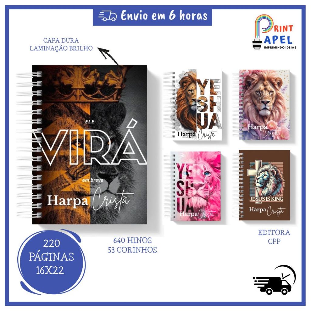 Harpa Cristã Capa Dura | A5 ou A6 | Letra Grande 