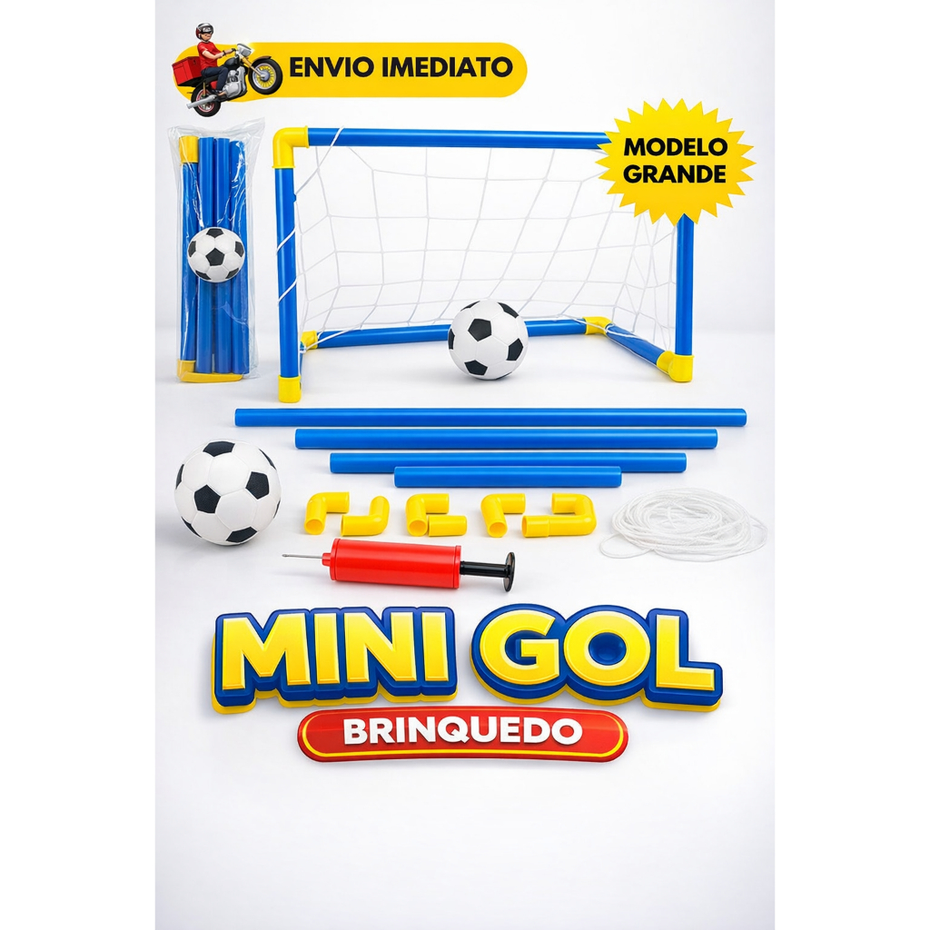 Kit Mini Trave com Rede + Bola + Bomba de Encher T