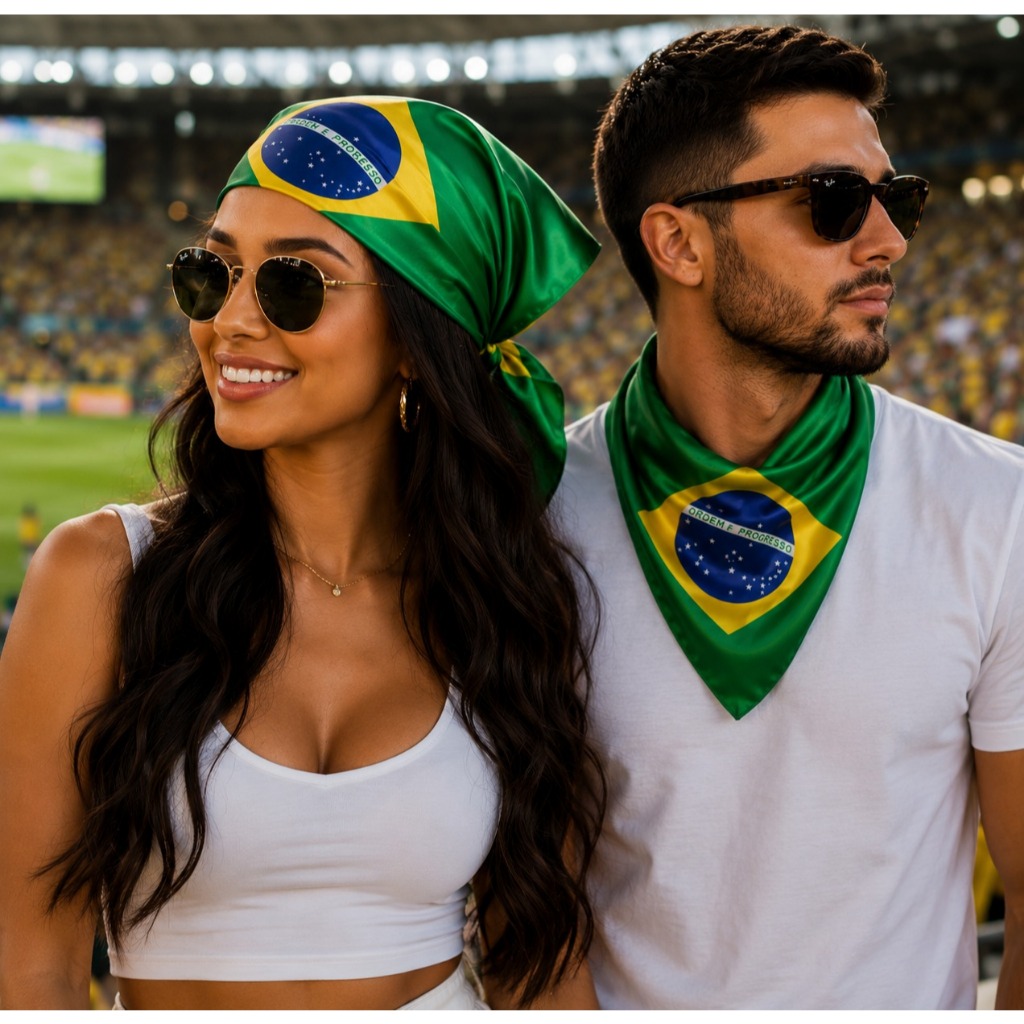 Bandana Brasil Lenço Unissex Estilo Fashion Acess