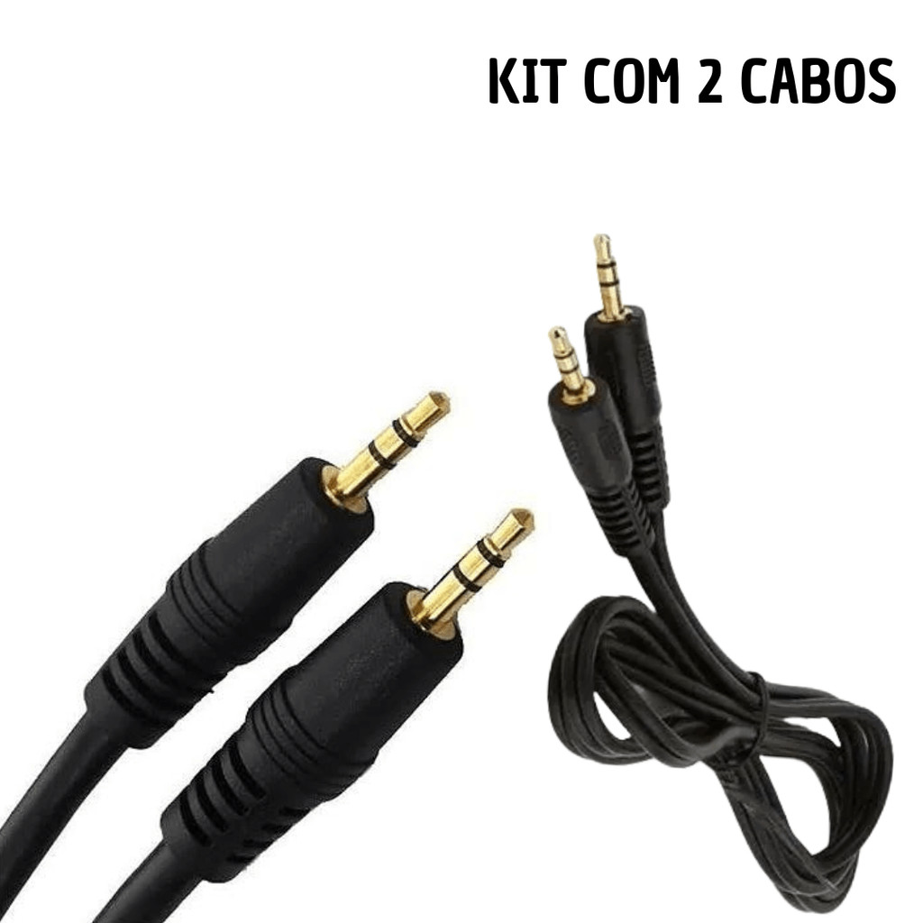Kit 2 cabos p2 x p2 auxiliar celular 1.5m universa