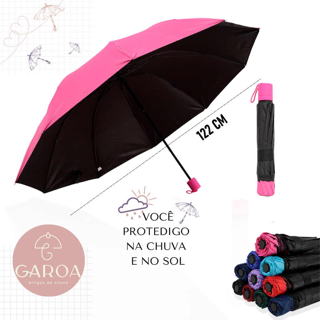 Guarda Chuva Grande Reforçado Cabe Na Bolsa Color