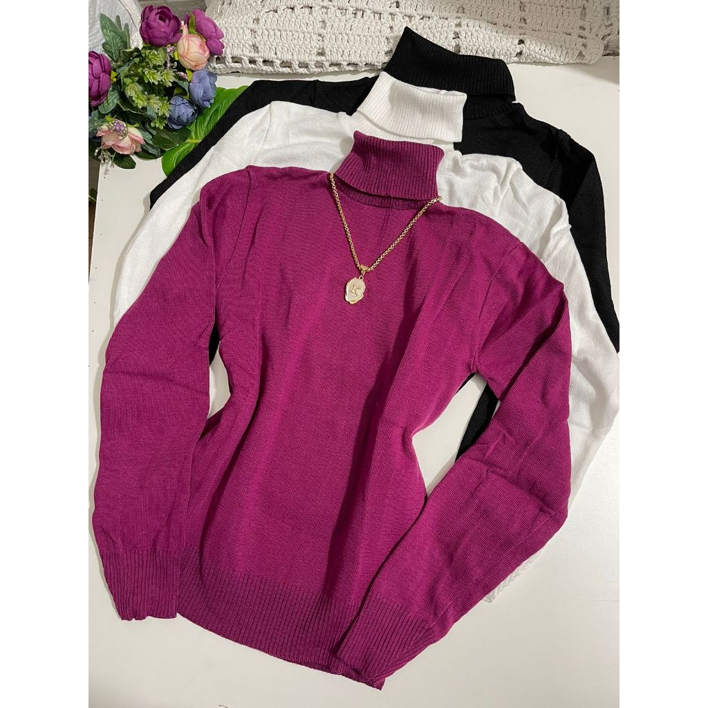 Kit 3 pc Blusa gola alta tricot feminina inverno m