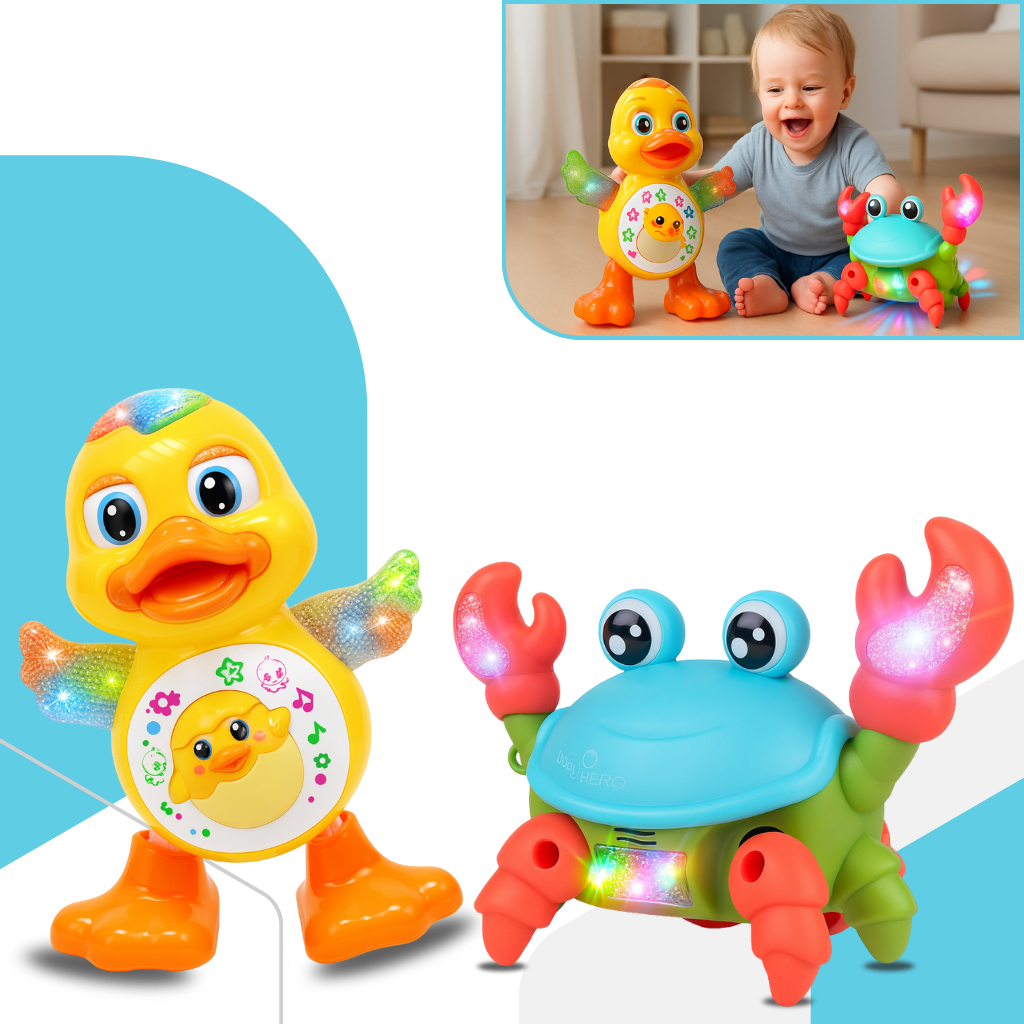 Kit 1/2 Brinquedos Infantil Pato Musical e Carangu