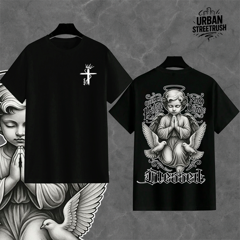 LANÇAMENTO: Camiseta Streetwear Anjo BLESSED R