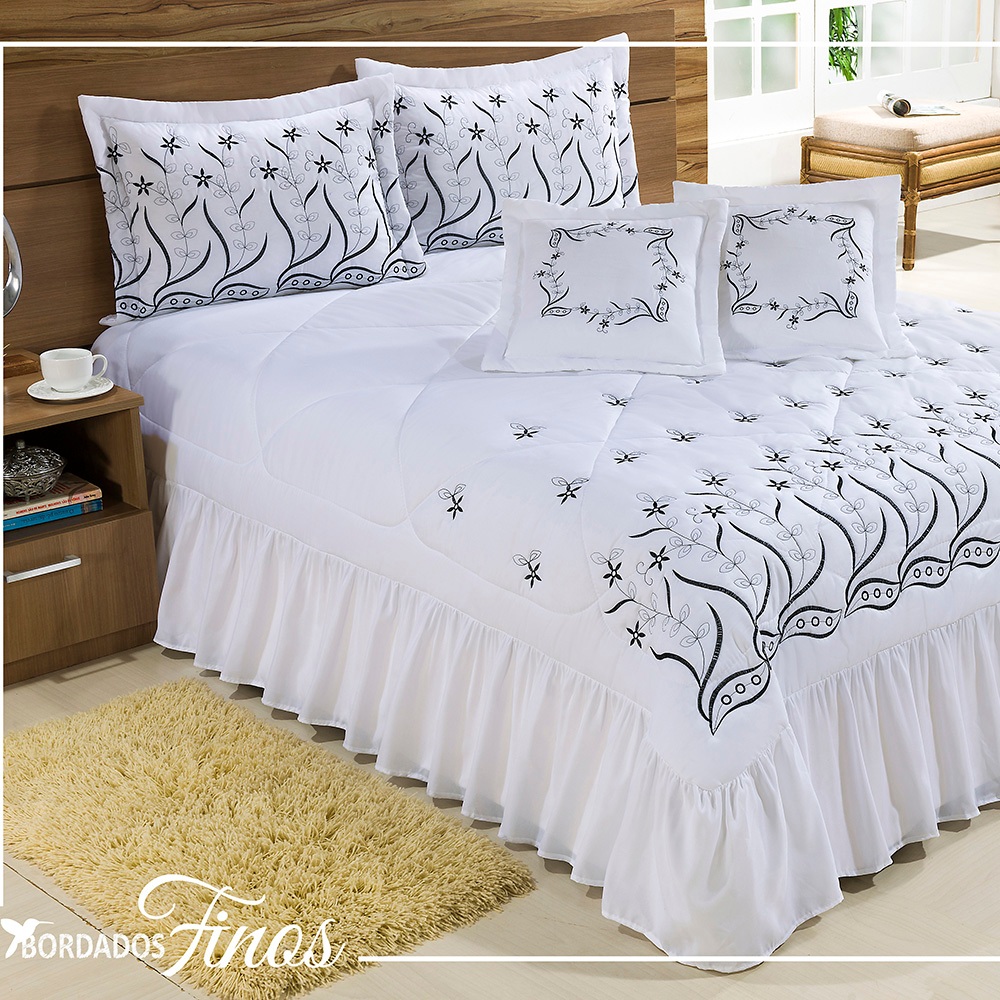 Kit Roupa de Cama Colcha Cobre Leito Desejos 7 Pec