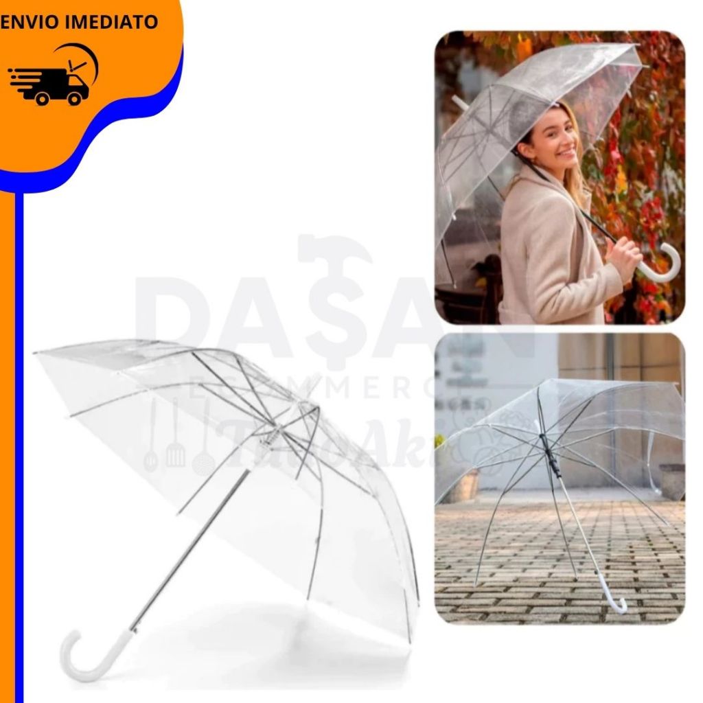 kit 2 Guarda-Chuvas Transparentes Automáticos  Re