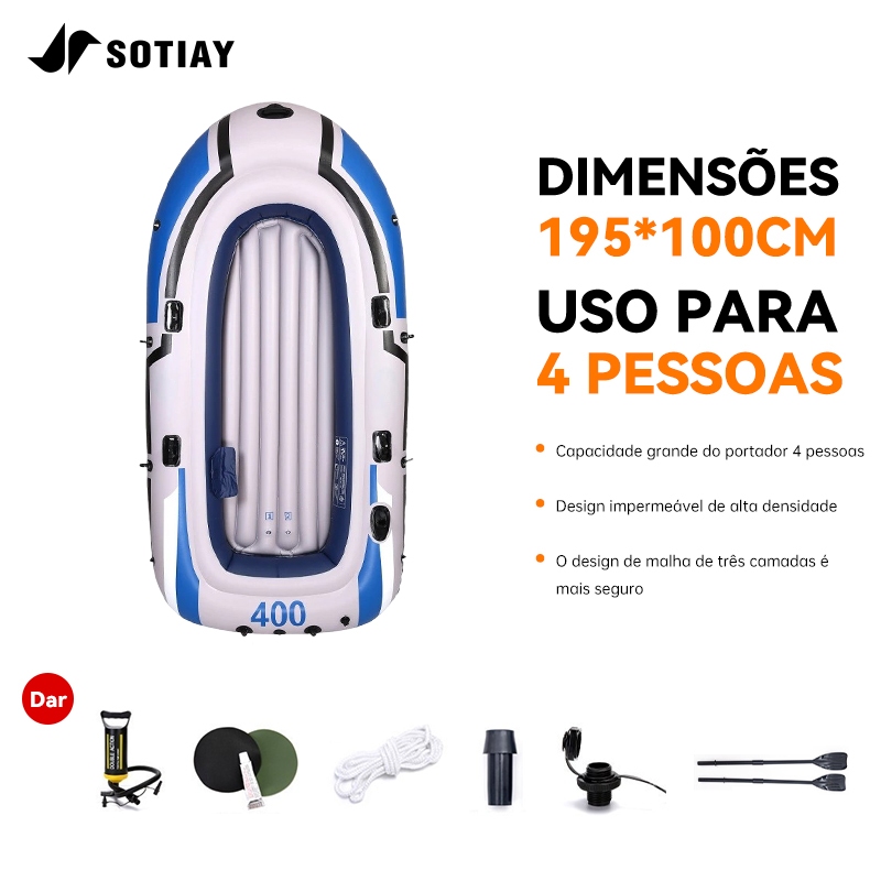 Barco Inflável para 2-4 Pessoas Conjunto Completo