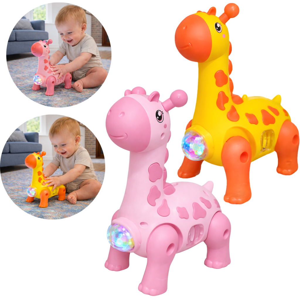 Brinquedo Girafa Elétrico Com Som Luz E Movimento