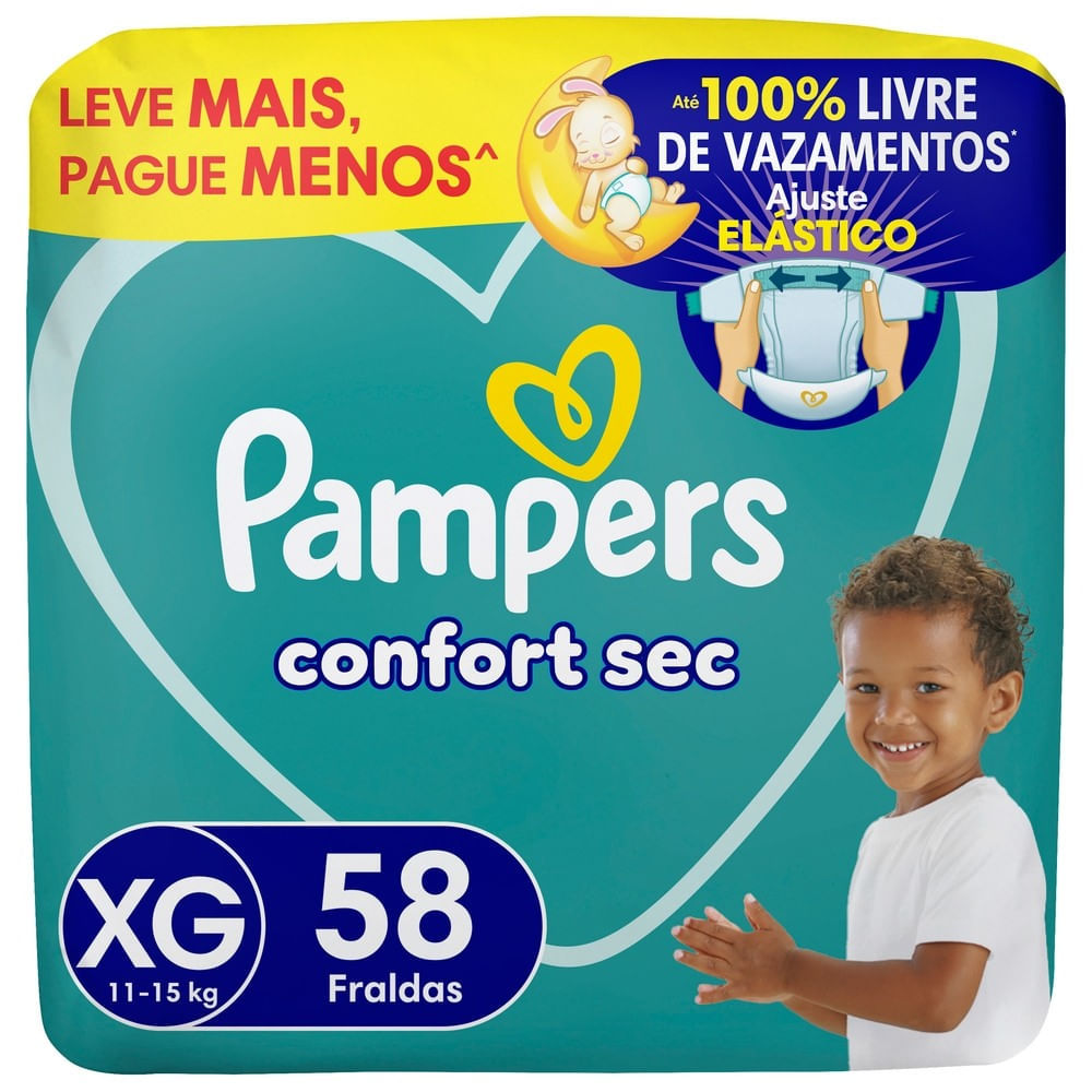 Fralda Pampers Confort Sec Tamanho XG 58 Unidades 